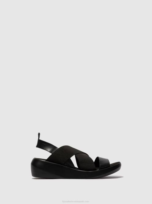 hr Fly London žene crossover sandale baji848 crno LL8B593