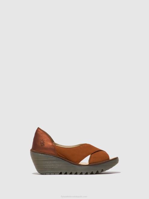hr Fly London žene crossover sandale yoma307 tan/bakar LL8B484