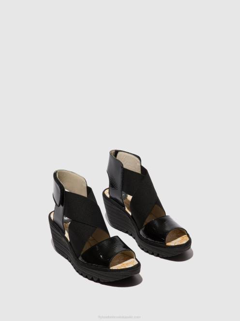 hr Fly London žene crossover sandale yuba385 luksor crna LL8B390