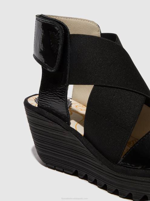 hr Fly London žene crossover sandale yuba385 luksor crna LL8B390