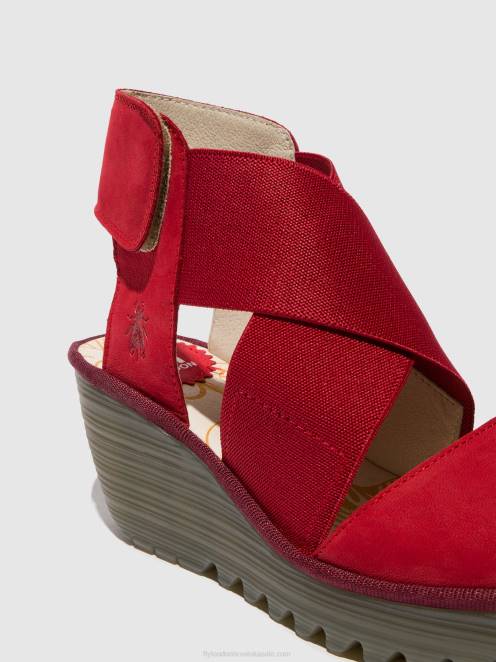 hr Fly London žene crossover sandale yuba385 ruž crveni LL8B486