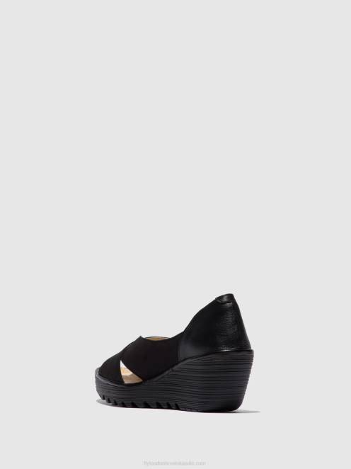 hr Fly London žene otvorene sandale yoma307 cupido/mousse crna LL8B597