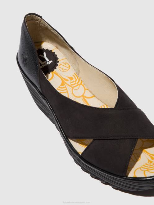 hr Fly London žene otvorene sandale yoma307 cupido/mousse crna LL8B597