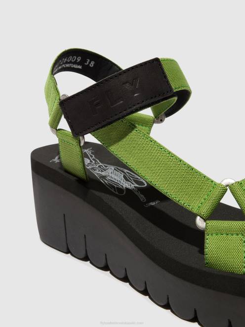 hr Fly London žene sandale na čičak yefa726 crni/avokado (crni LL8B394