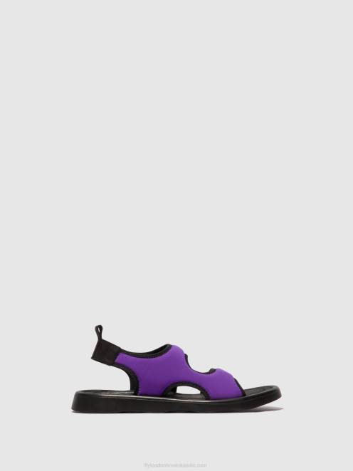hr Fly London žene sandale na remen treq930 viola/crna LL8B452
