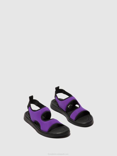 hr Fly London žene sandale na remen treq930 viola/crna LL8B452