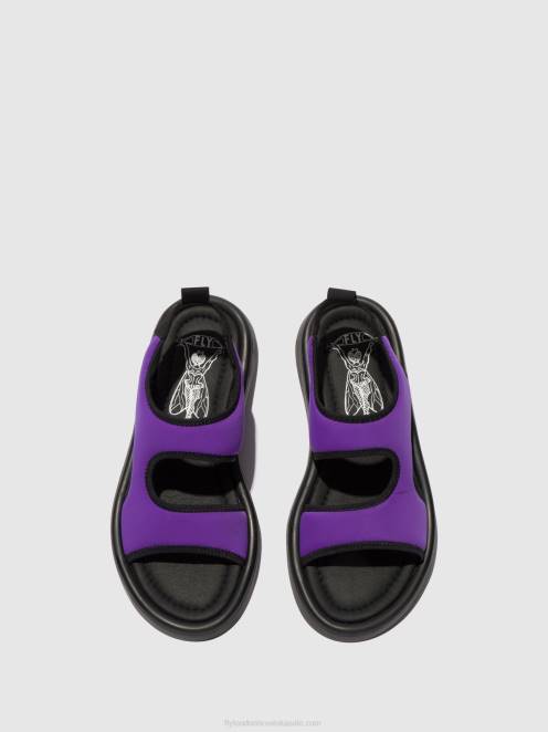 hr Fly London žene sandale na remen treq930 viola/crna LL8B452