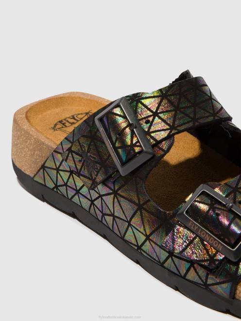 hr Fly London žene sandale s kopčom caja721 crni benzin LL8B500