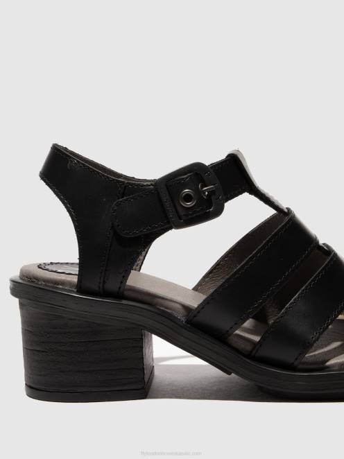 hr Fly London žene sandale s t-remenom cahy195 crno LL8B420