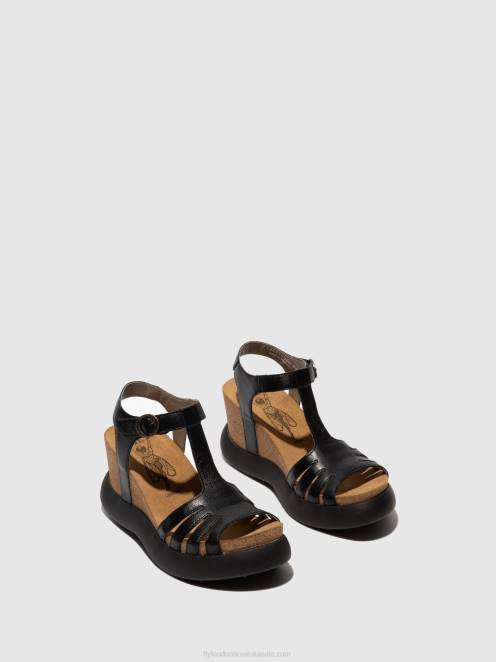 hr Fly London žene sandale s t-remenom gait959 crno LL8B408