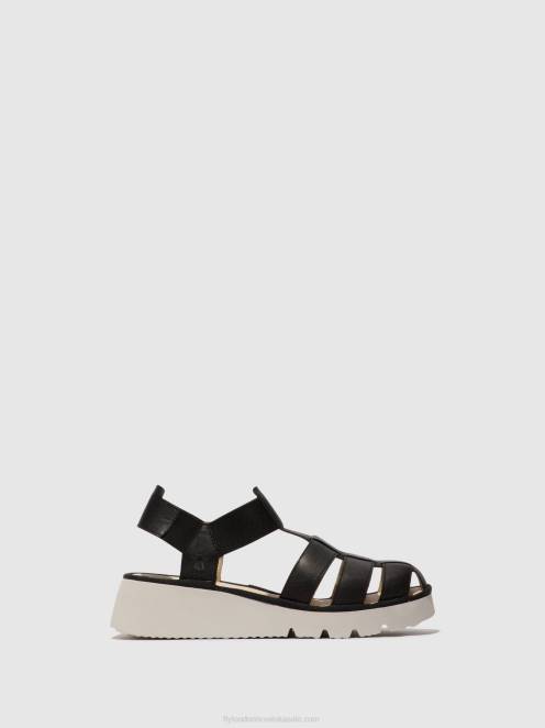 hr Fly London žene sandale s t-remenom pefi429 crno LL8B404