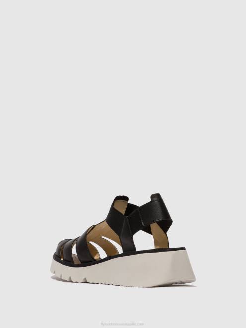 hr Fly London žene sandale s t-remenom pefi429 crno LL8B404