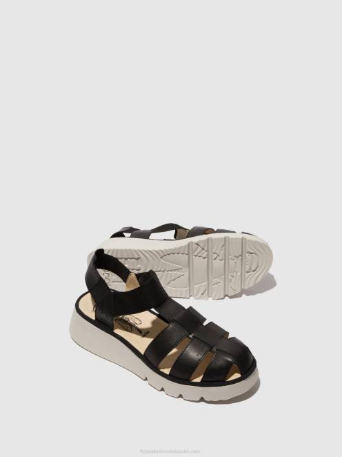hr Fly London žene sandale s t-remenom pefi429 crno LL8B404