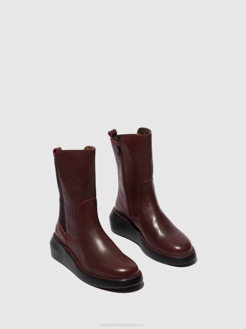 hr Fly London žene gležnjače s patentnim zatvaračem brin516 bordo LL8B64