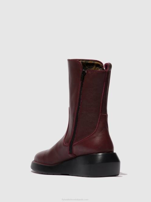 hr Fly London žene gležnjače s patentnim zatvaračem brin516 bordo LL8B64