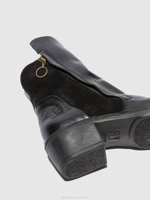 hr Fly London žene gležnjače s patentnim zatvaračem mely074 sag/oilsuede black LL8B171