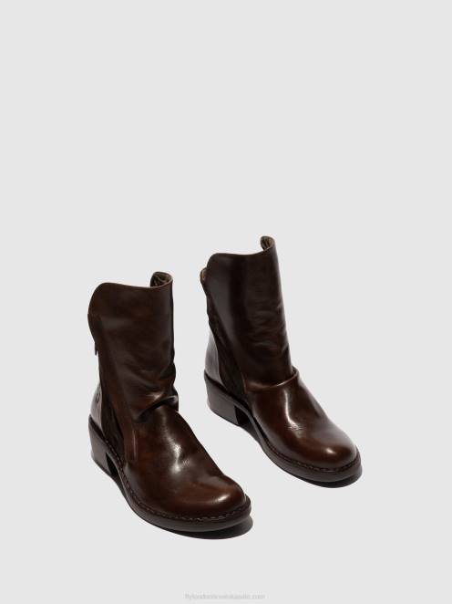 hr Fly London žene gležnjače s patentnim zatvaračem mely074 sag/oilsuede dk smeđa/expresso LL8B172