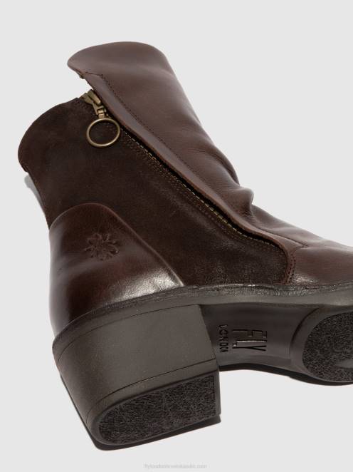 hr Fly London žene gležnjače s patentnim zatvaračem mely074 sag/oilsuede dk smeđa/expresso LL8B172