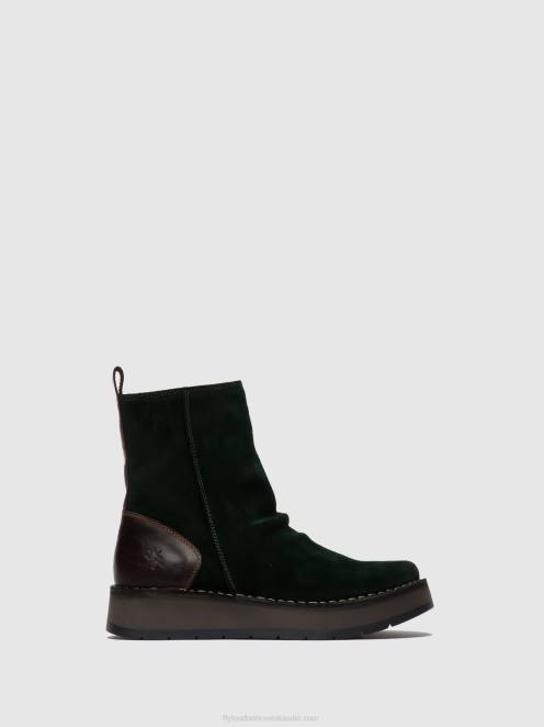 hr Fly London žene gležnjače s patentnim zatvaračem reno053 oilsuede/rug zelena šuma/dk.smeđa LL8B248