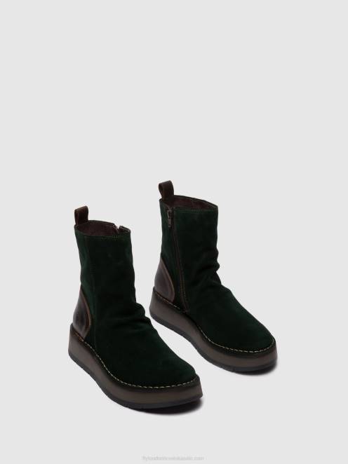 hr Fly London žene gležnjače s patentnim zatvaračem reno053 oilsuede/rug zelena šuma/dk.smeđa LL8B248