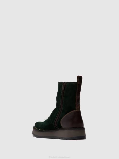 hr Fly London žene gležnjače s patentnim zatvaračem reno053 oilsuede/rug zelena šuma/dk.smeđa LL8B248