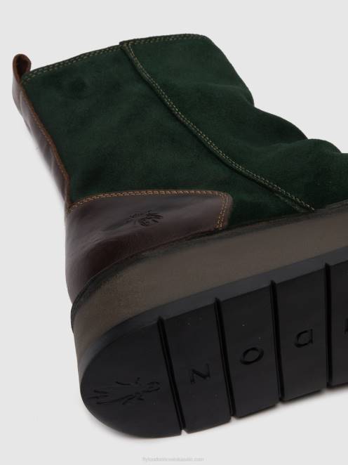 hr Fly London žene gležnjače s patentnim zatvaračem reno053 oilsuede/rug zelena šuma/dk.smeđa LL8B248